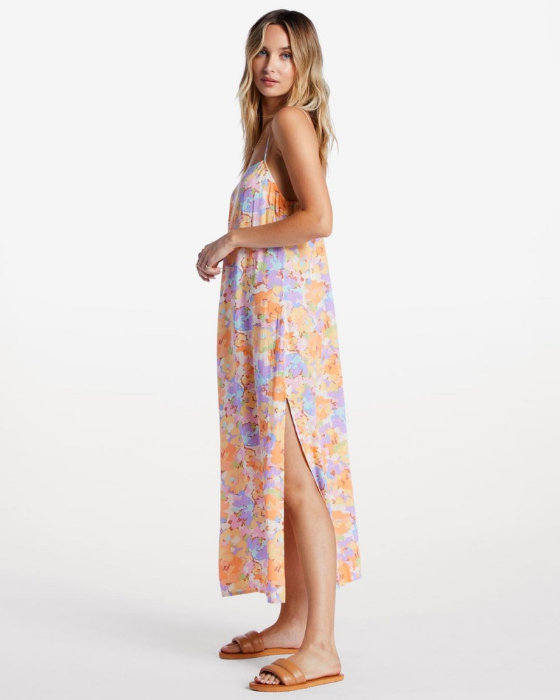 White Multi Women's Billabong Weekend Waves Midi Dress | 461825SPC