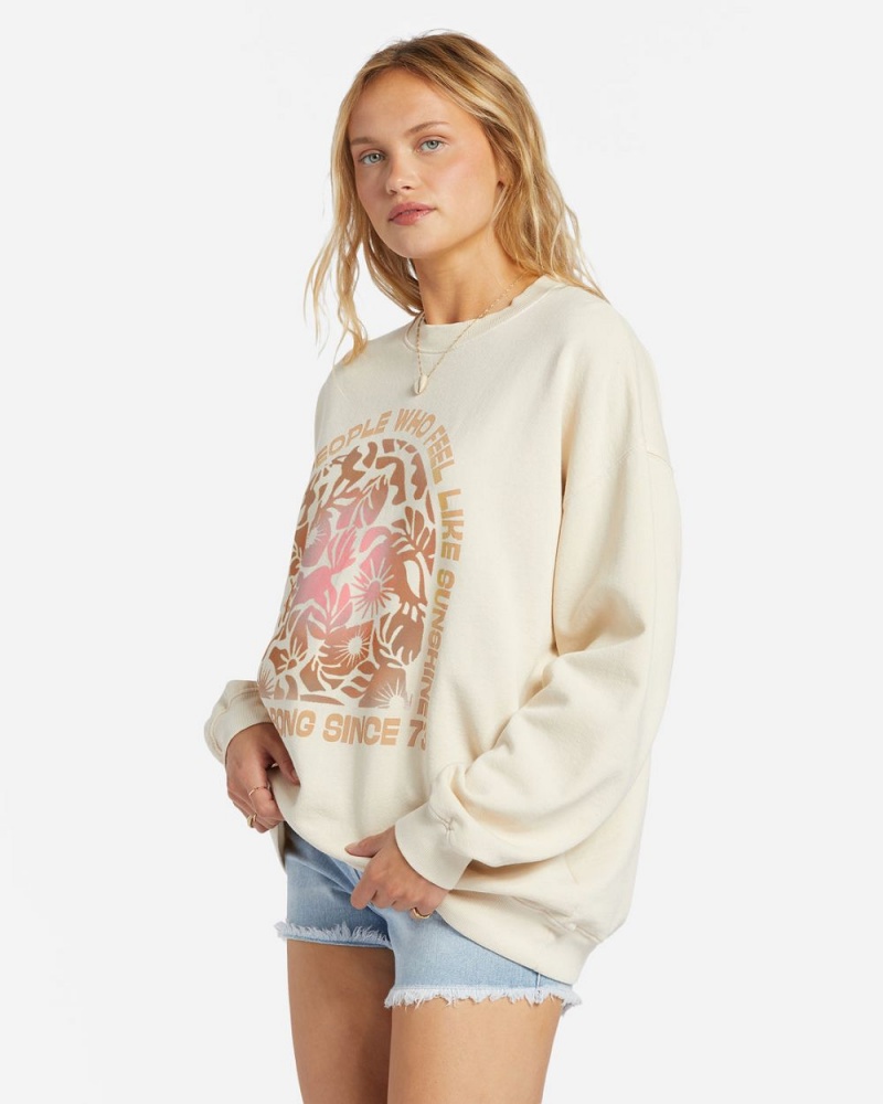 White Women's Billabong Ride In Oversized Crewneck Sweatshirt | 210697WQD