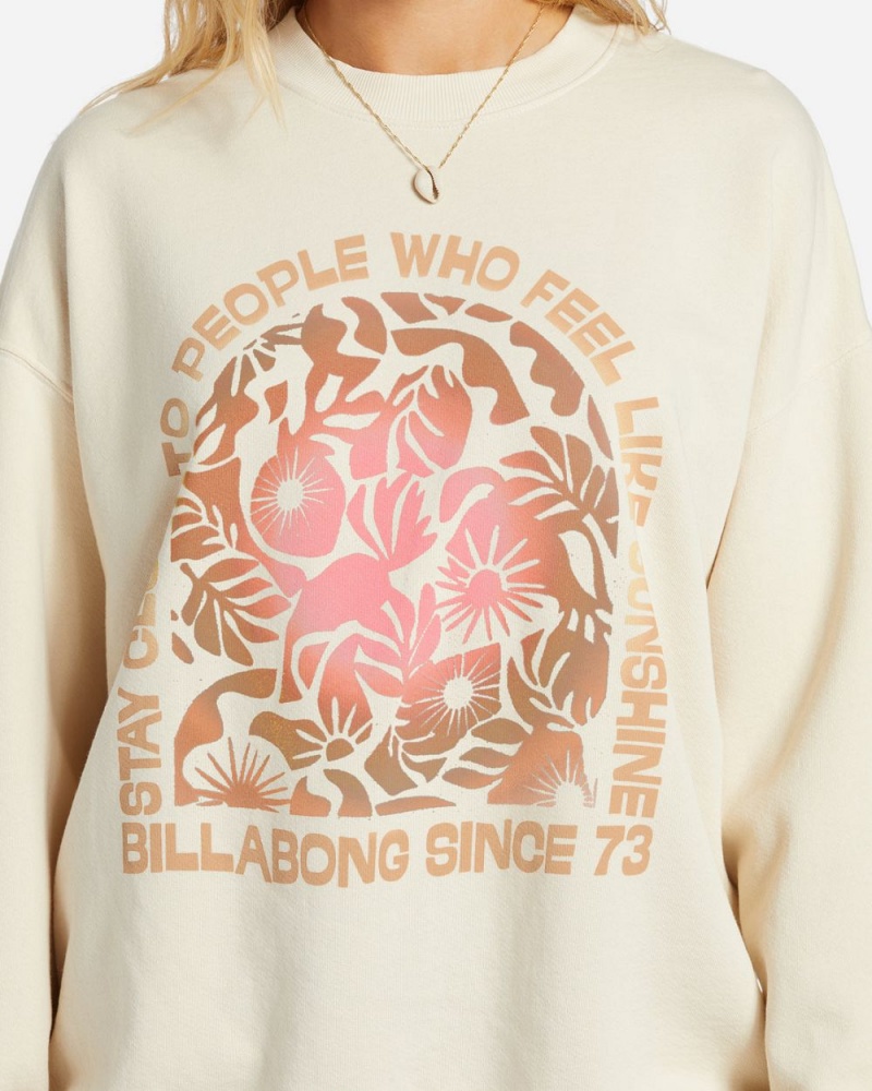 White Women's Billabong Ride In Oversized Crewneck Sweatshirt | 210697WQD