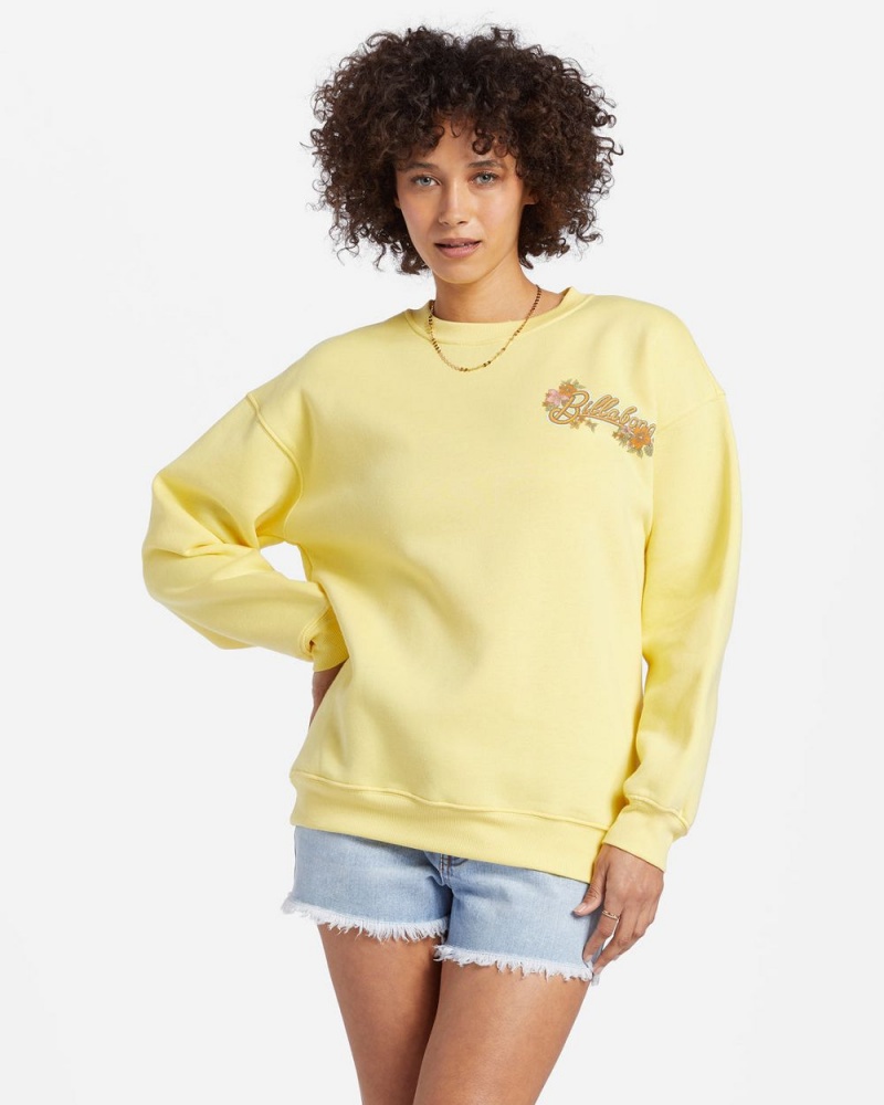 Yellow Women\'s Billabong Best Of Times Sweatshirt | 632795NCJ